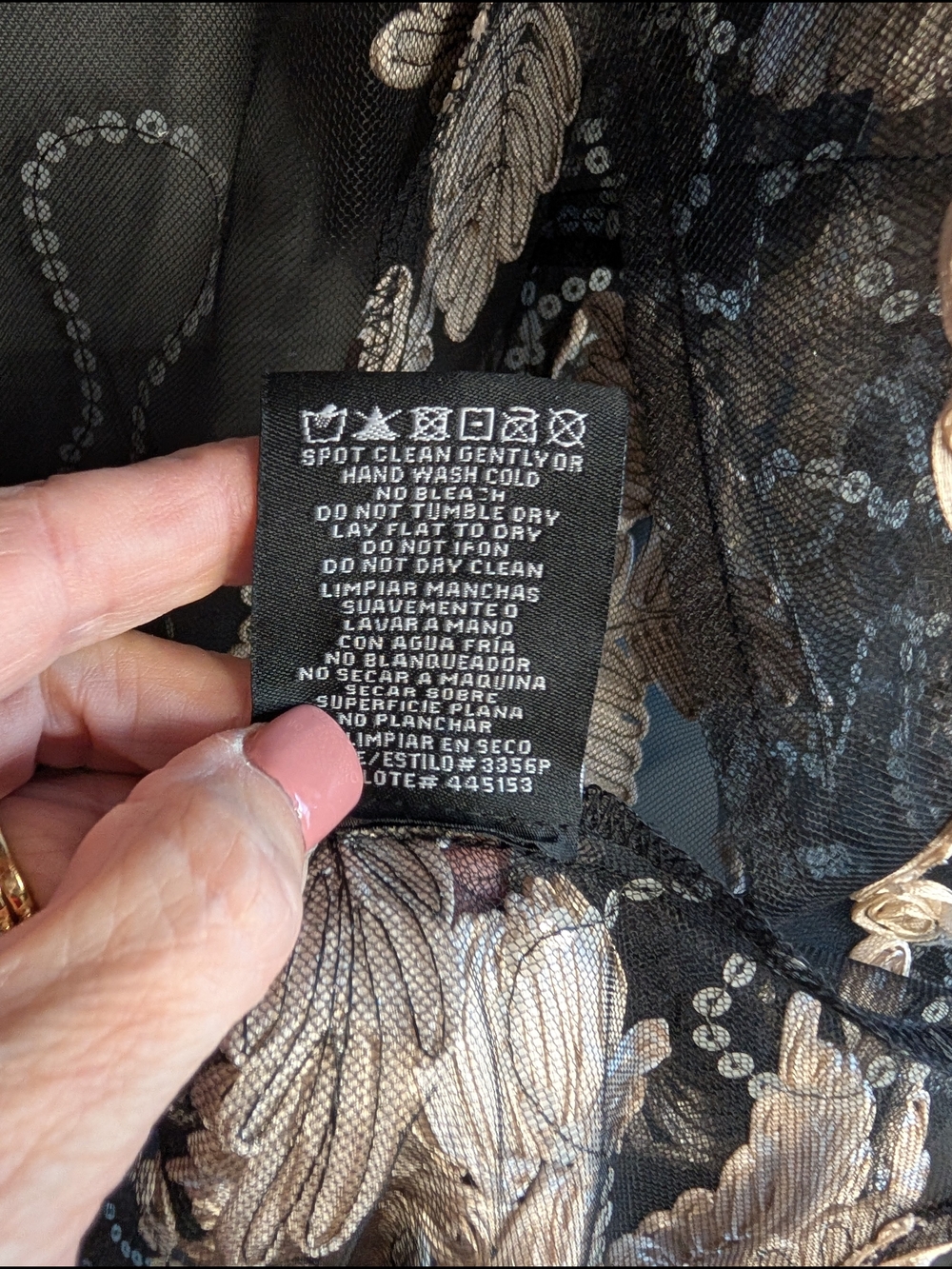 R&M Richards Black Sheer Jacket with Champagne Floral Embroidery - Picture 6 of 10